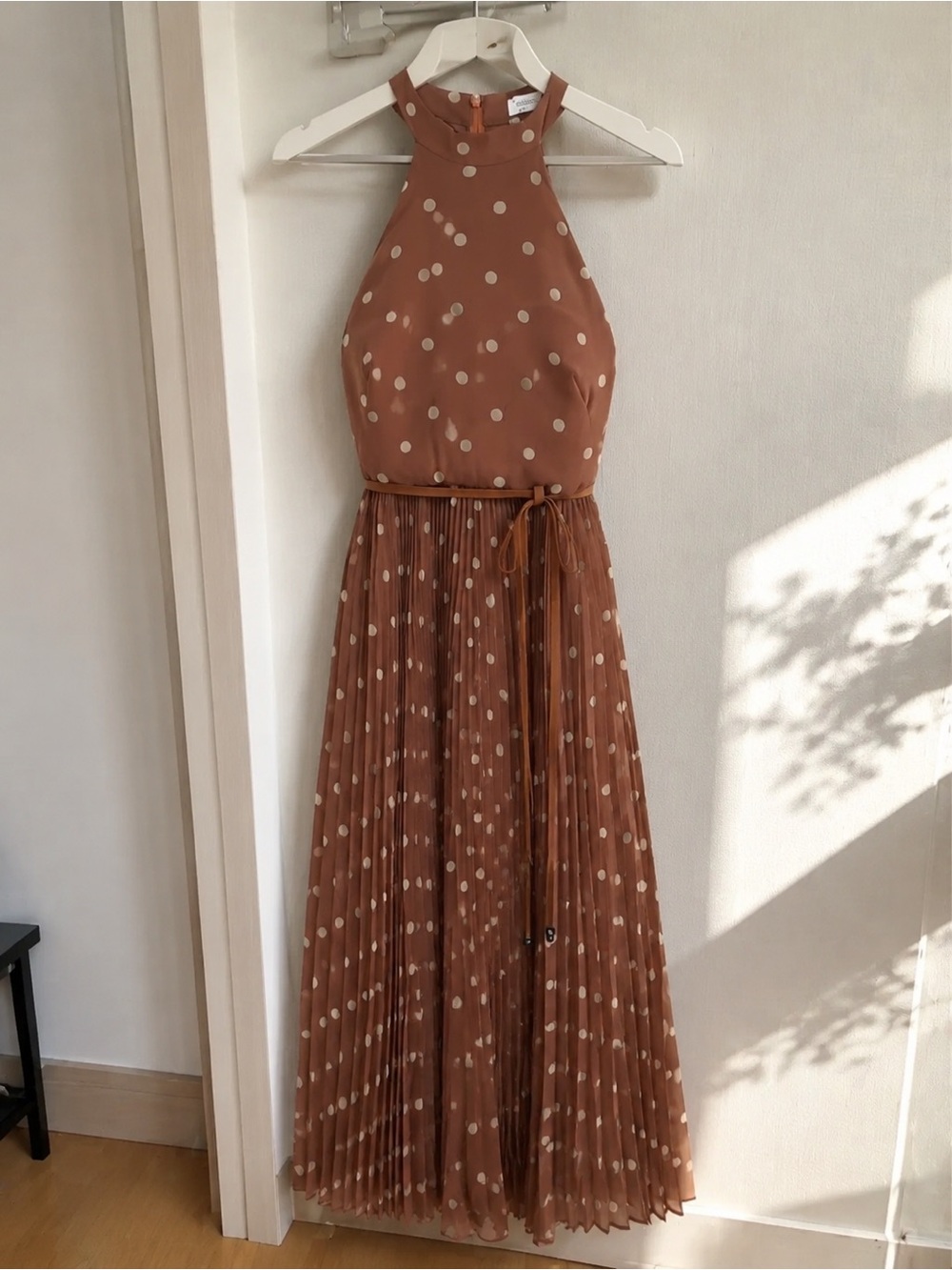 Zimmermann Rust Halter Polka Dot Maxi Dress